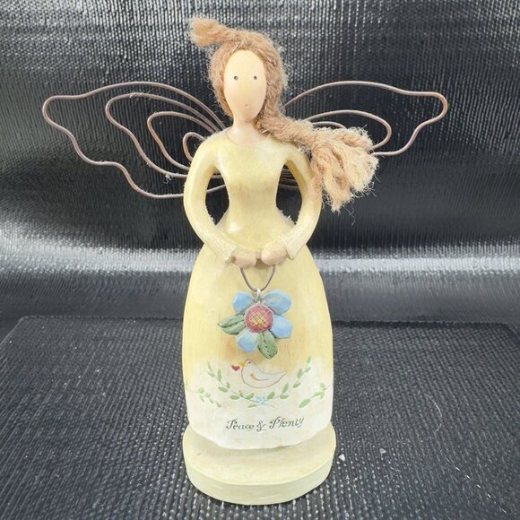 Russ Berrie Country Gatherings Peace Plenty Angel Folk Art Resin Figurine Decor - Picture 1 of 7